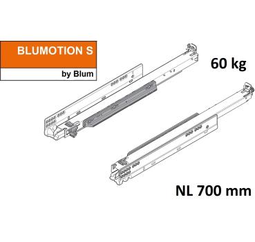 MOVENTO mit BLUMOTION S, Vollauszug für Holzschubkasten, 60 kg, NL=700mm, ohne Kupplungen, für TIP-ON-Blumotion, 766H7000S